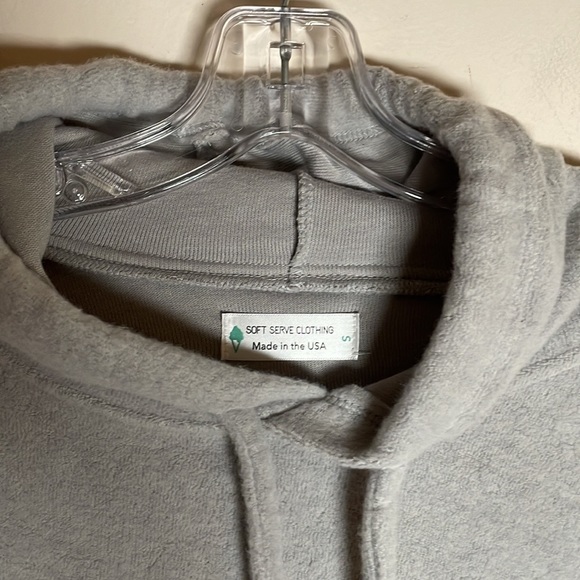 Soft Serve Cloud Cotton Gray Fleece Pullover Hoodie Size S - Picture 4 of 6